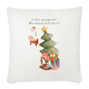 Frohes gesegnetes Weihnachtsfest grün Christbaum - Sofakissenbezug 45 x 45 cm - Naturweiß  - Vorne