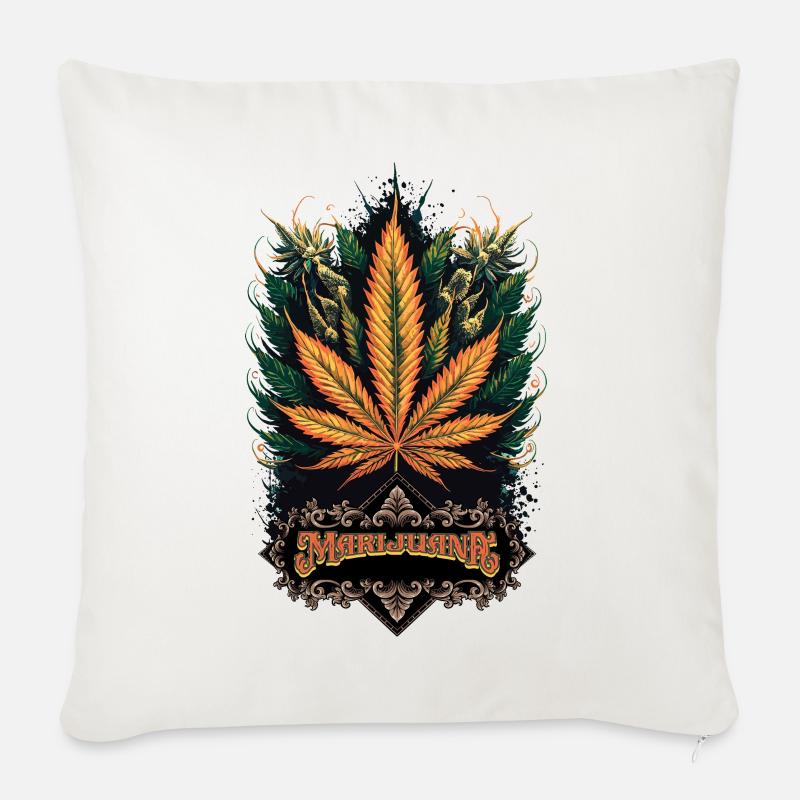 Marijuana - Sofa pillowcase 17,3'' x 17,3'' (45 x 45 cm) - natural white