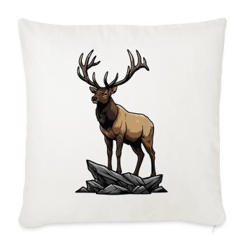 Wapiti Majestueux Élan Nature Sauvage Rocher - Housse de coussin décorative 45 x 45 cm - blanc nature - Devant