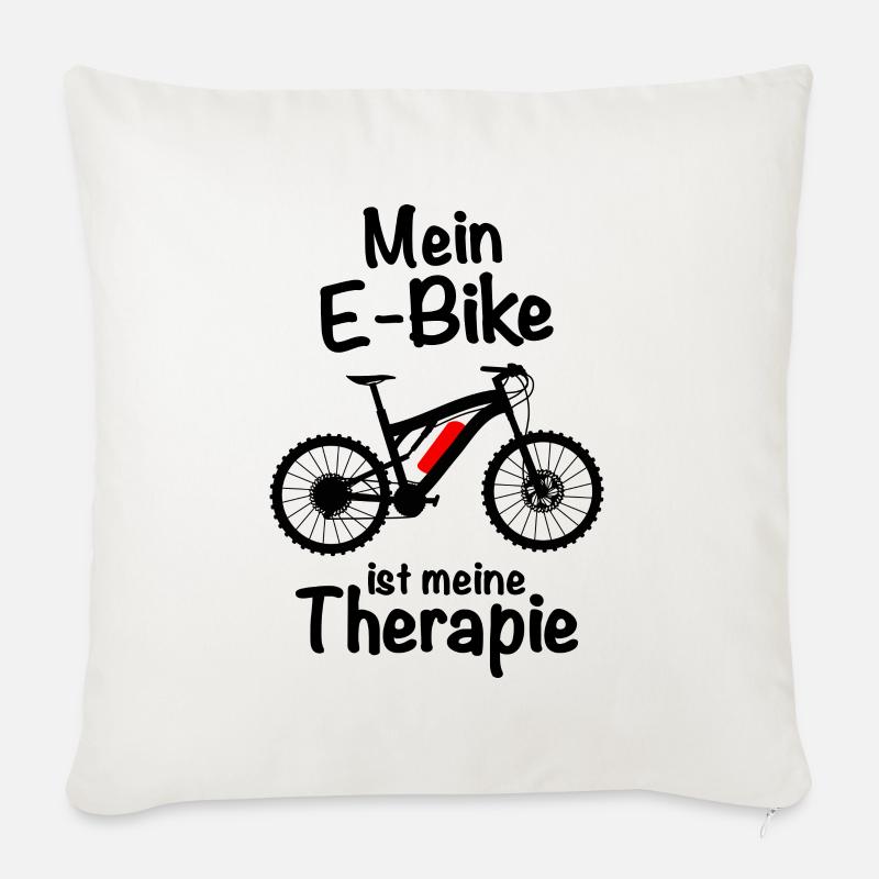 Ebike E-Bike - Geschenk E-Biker Therapie Pedelec - Sofakissenbezug 45 x 45 cm - Naturweiß 