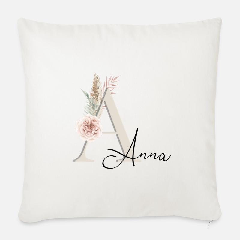Anna! Name Boho - Sofa pillowcase 17,3'' x 17,3'' (45 x 45 cm) - natural white