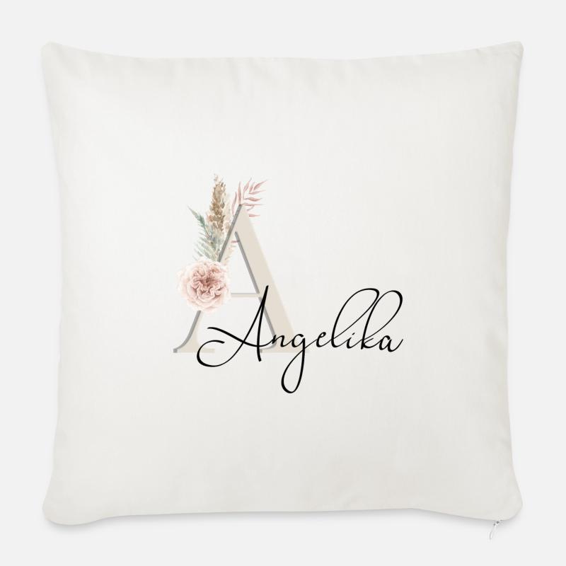 Angelika! Name Boho - Sofakissenbezug 45 x 45 cm - Naturweiß 