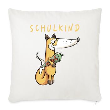 Schulkind Schlaufuchs mit Schultüte I Einschulung - Sofakissenbezug 45 x 45 cm - Naturweiß  - Vorne