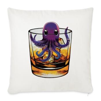 Petit calmar au whisky 🥃 - Housse de coussin décorative 45 x 45 cm - blanc nature - Devant
