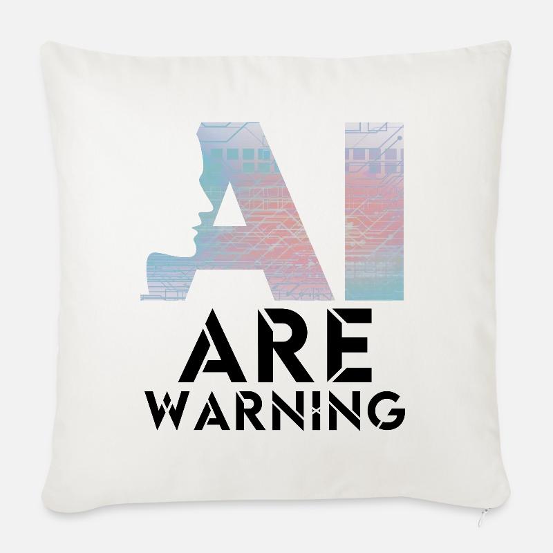 AI alert Caution artificial intelligence - Sofa pillowcase 17,3'' x 17,3'' (45 x 45 cm) - natural white
