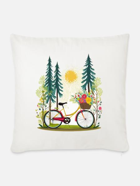 Eine Fahrradtour mit dem Fahrrad – Illustration - Sofakissenbezug 45 x 45 cm - Naturweiß
