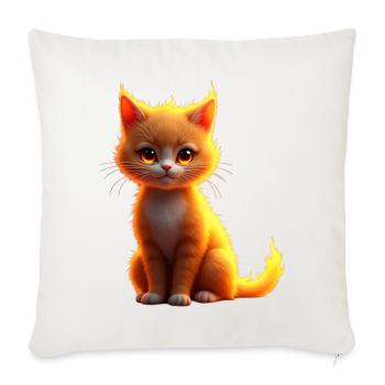 Flammenkatze Fantasie - Sofakissenbezug 45 x 45 cm - Naturweiß  - Vorne
