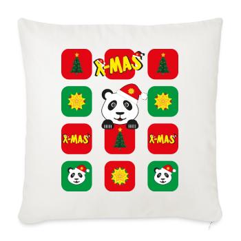 Panda mit Weihnachts-Apps, lustiger Hingucker. - Sofakissenbezug 45 x 45 cm - Naturweiß  - Vorne