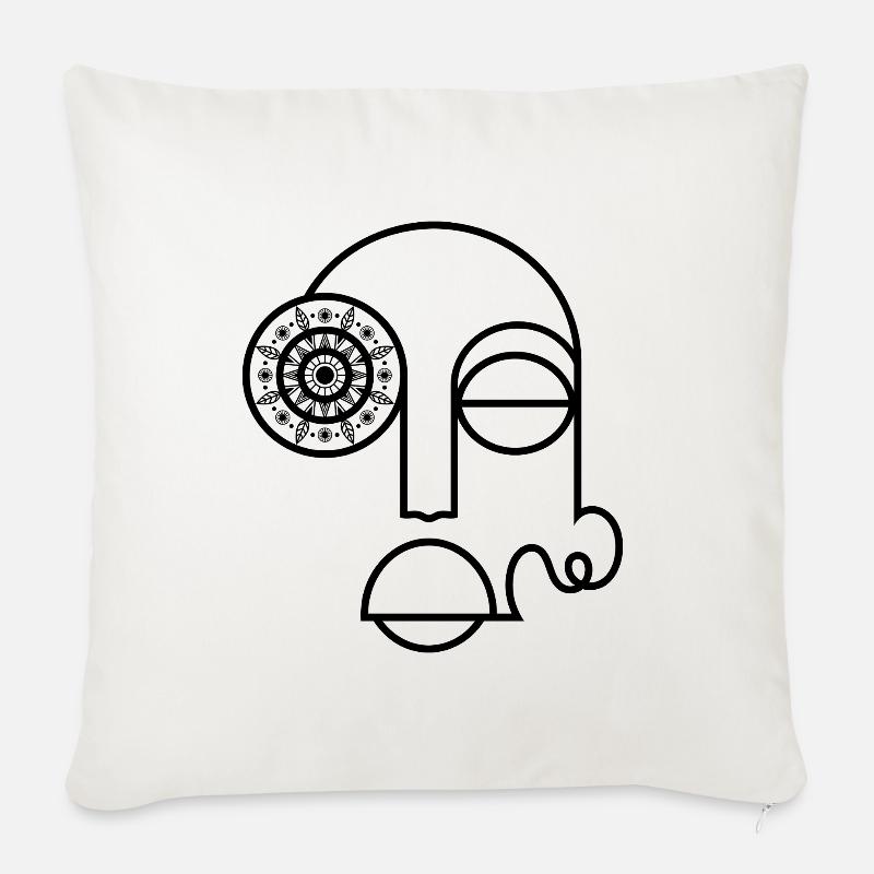 Visage abstrait / Visage abstrait moderne - Housse de coussin décorative 45 x 45 cm - blanc nature