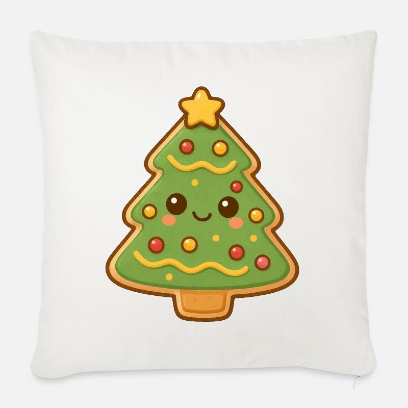 Weihnachtsbaum Keks - Sofakissenbezug 45 x 45 cm - Naturweiß 