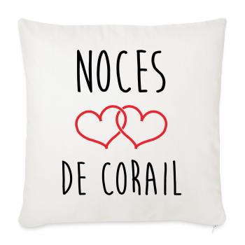 Noces de Corail 11 ans de mariage - Housse de coussin décorative 45 x 45 cm - blanc nature - Devant