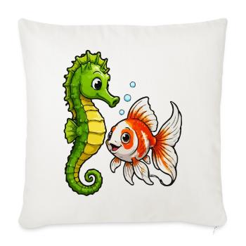 Underwater Friends Seahorse Goldfish - Sofa pillowcase 17,3'' x 17,3'' (45 x 45 cm) - natural white - Front