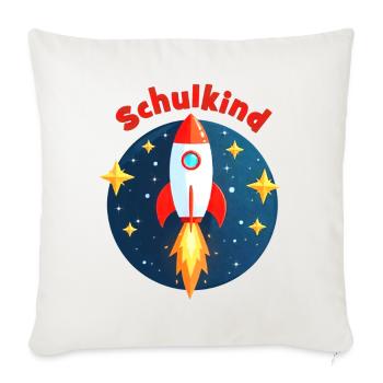 Schulkind Rakete Weltraum mit gelben Sternen - Sofakissenbezug 45 x 45 cm - Naturweiß  - Vorne