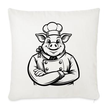 Chef Pig - Sofakissenbezug 45 x 45 cm - Naturweiß  - Vorne