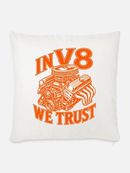 IN V8 WE TRUST – Big Block - Sofakissenbezug 45 x 45 cm - Naturweiß 