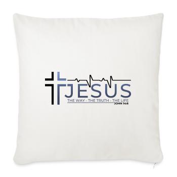Jésus-Christ Bible Verset Chemin Vérité Vie Chrétien - Housse de coussin décorative 45 x 45 cm - blanc nature - Devant