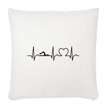 Herzkurve, EKG, Schwimmen, Kraulen, Schwimmbad - Sofakissenbezug 45 x 45 cm - Naturweiß  - Vorne