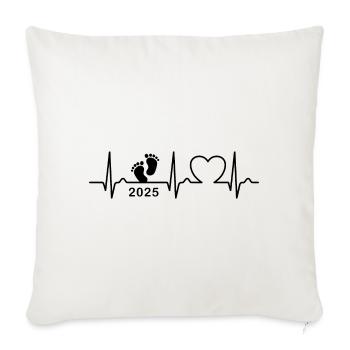 ECG Curve - Heart Curve - Baby 2025 - Pregnant - Sofa pillowcase 17,3'' x 17,3'' (45 x 45 cm) - natural white - Front