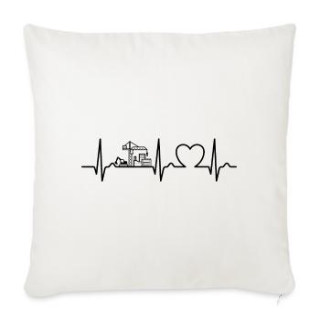 Construction Site - Heart Curve, ECG, Pulse - Construction Management - Sofa pillowcase 17,3'' x 17,3'' (45 x 45 cm) - natural white - Front