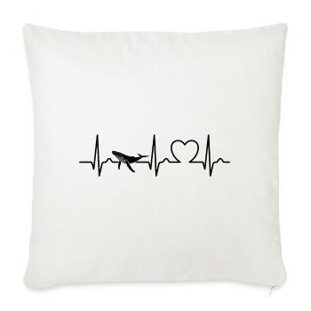 Baleine - baleine à bosse - courbe de coeur - ECG - cadeau - Housse de coussin décorative 45 x 45 cm - blanc nature - Devant
