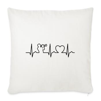 Trompette - Courbe cardiaque - ECG - Pouls - Housse de coussin décorative 45 x 45 cm - blanc nature - Devant