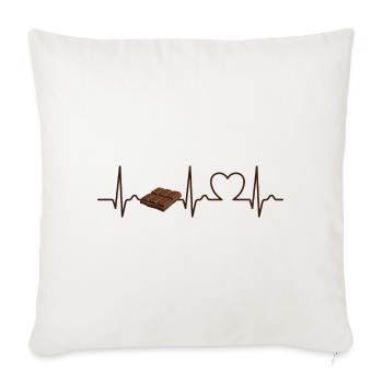 Courbe ECG - Courbe cardiaque - Pouls - Alimentation - Chocolat - Housse de coussin décorative 45 x 45 cm - blanc nature - Devant