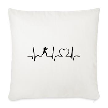 Courbe cardiaque, ECG, Boxe, Arts martiaux, Entraînement de boxe - Housse de coussin décorative 45 x 45 cm - blanc nature - Devant