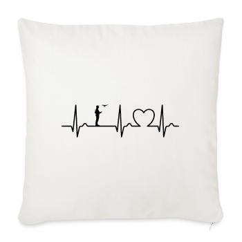 Courbe ECG - Courbe cardiaque - Pilote de drone - Drone - Housse de coussin décorative 45 x 45 cm - blanc nature - Devant