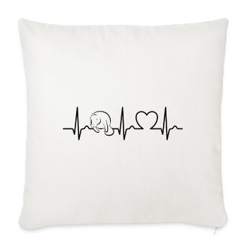 ECG Curve - Heart Curve - Pulse - Manatee - Manatee - Sofa pillowcase 17,3'' x 17,3'' (45 x 45 cm) - natural white - Front