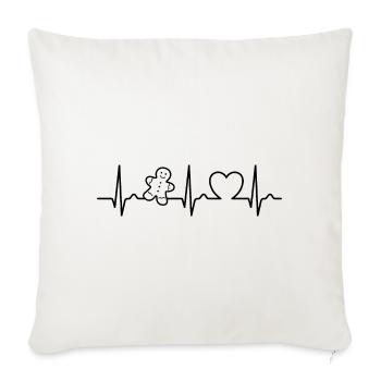 Courbe ECG - Courbe cardiaque - Pouls - Alimentation - Pain d’épices - Housse de coussin décorative 45 x 45 cm - blanc nature - Devant