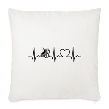 Beach Chair - Baltic Sea - North Sea - ECG - Pulse - Heart - Sofa pillowcase 17,3'' x 17,3'' (45 x 45 cm) - natural white - Front