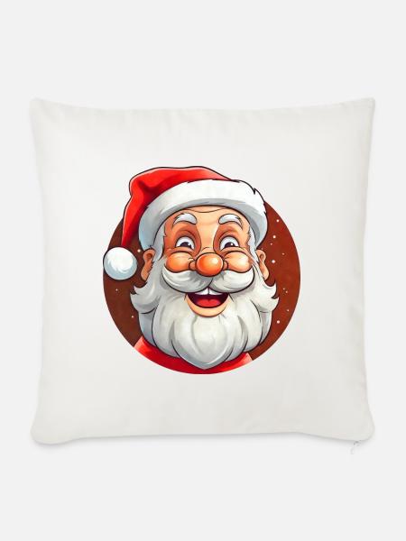 Glücklicher Weihnachtsmann - Sofakissenbezug 45 x 45 cm - Naturweiß