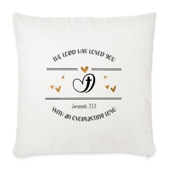 Dessein chrétien Le Seigneur a un amour éternel - Housse de coussin décorative 45 x 45 cm - blanc nature - Devant