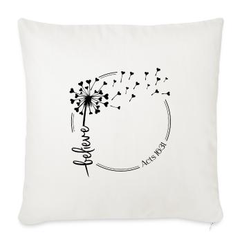 Christian Dandelion design croire Actes 16:31 - Housse de coussin décorative 45 x 45 cm - blanc nature - Devant