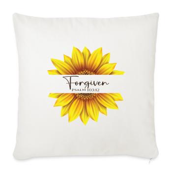 Christian Sunflower design I am Forgiven Psalm - Sofa pillowcase 17,3'' x 17,3'' (45 x 45 cm) - natural white - Front