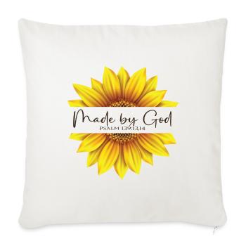 Christian Sunflower design I am Made by God Psalm - Sofa pillowcase 17,3'' x 17,3'' (45 x 45 cm) - natural white - Front