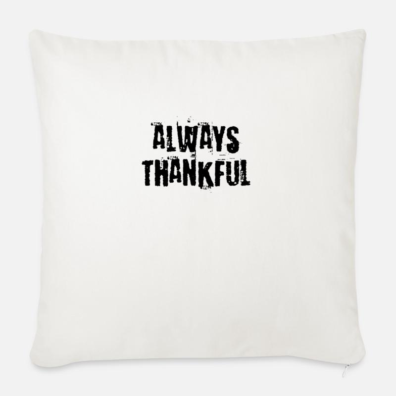 Reconnaissant - Housse de coussin décorative 45 x 45 cm - blanc nature