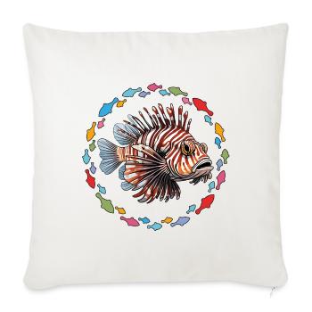 Lionfish Coral Fish in Fish Circle - Sofa pillowcase 17,3'' x 17,3'' (45 x 45 cm) - natural white - Front