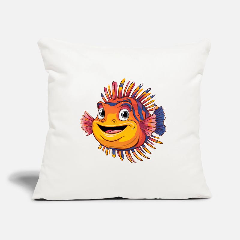 Poisson-lion rieur coloré Poisson corail Housse de coussin décorative 45 x 45 cm