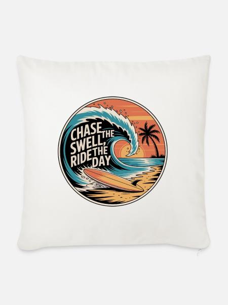 Chase the Swell, Ride the Day - Sofakissenbezug 45 x 45 cm - Naturweiß