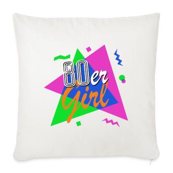80er Girl - 80er Jahre - bunt + verrückt - retro - Sofakissenbezug 45 x 45 cm - Naturweiß  - Vorne