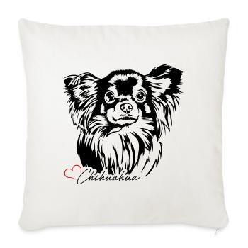 Chihuahua à poil long Chihuahua Portrait Chiens Wilsigns - Housse de coussin décorative 45 x 45 cm - blanc nature - Devant