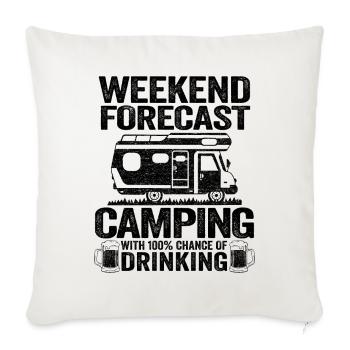 Weekend Forecast Camping With Drinking Camper - Sofa pillowcase 17,3'' x 17,3'' (45 x 45 cm) - natural white - Front