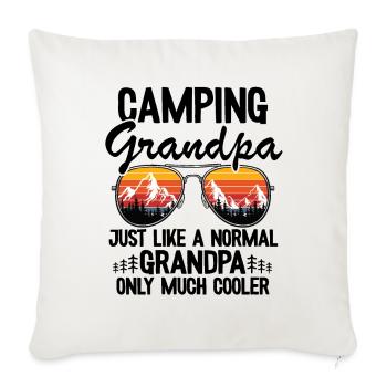 Camping Papy Campeur Grand-père Fête des Pères Caravane - Housse de coussin décorative 45 x 45 cm - blanc nature - Devant