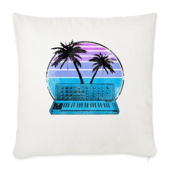 Synthétiseur analogique Synthwave Vintage Retrowave - Housse de coussin décorative 45 x 45 cm - blanc nature - Devant
