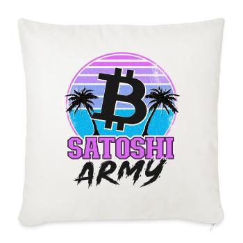 Satoshi Army Retrowave Kryptowährungen Bitcoin - Sofakissenbezug 45 x 45 cm - Naturweiß  - Vorne
