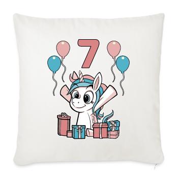7 Years Unicorn Children's Birthday Girl Gift - Sofa pillowcase 17,3'' x 17,3'' (45 x 45 cm) - natural white - Front