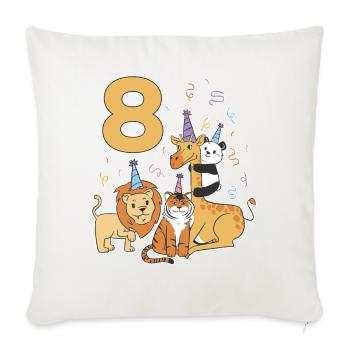 8 Years Animals Zoo 8th Birthday Kids Gift - Sofa pillowcase 17,3'' x 17,3'' (45 x 45 cm) - natural white - Front