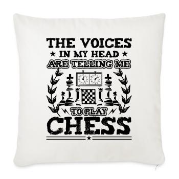 Les voix dans ma tête me disent de jouer aux échecs - Housse de coussin décorative 45 x 45 cm - blanc nature - Devant