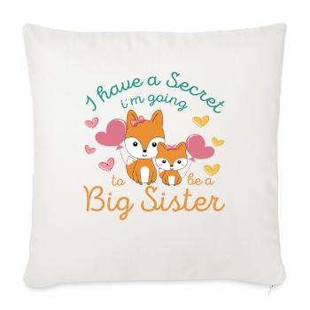 J’ai un secret Je vais être une grande sœur Fox - Housse de coussin décorative 45 x 45 cm - blanc nature - Devant
